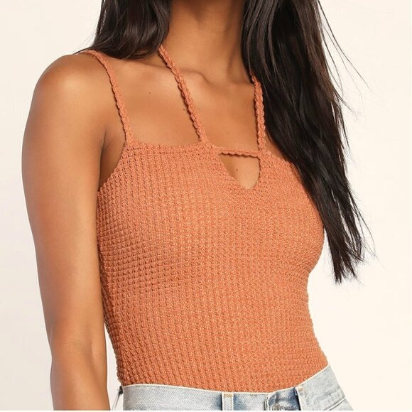 Lulus Brooklyn Girl Brown Knit Halter Bodysuit Size Small - Picture 7 of 8